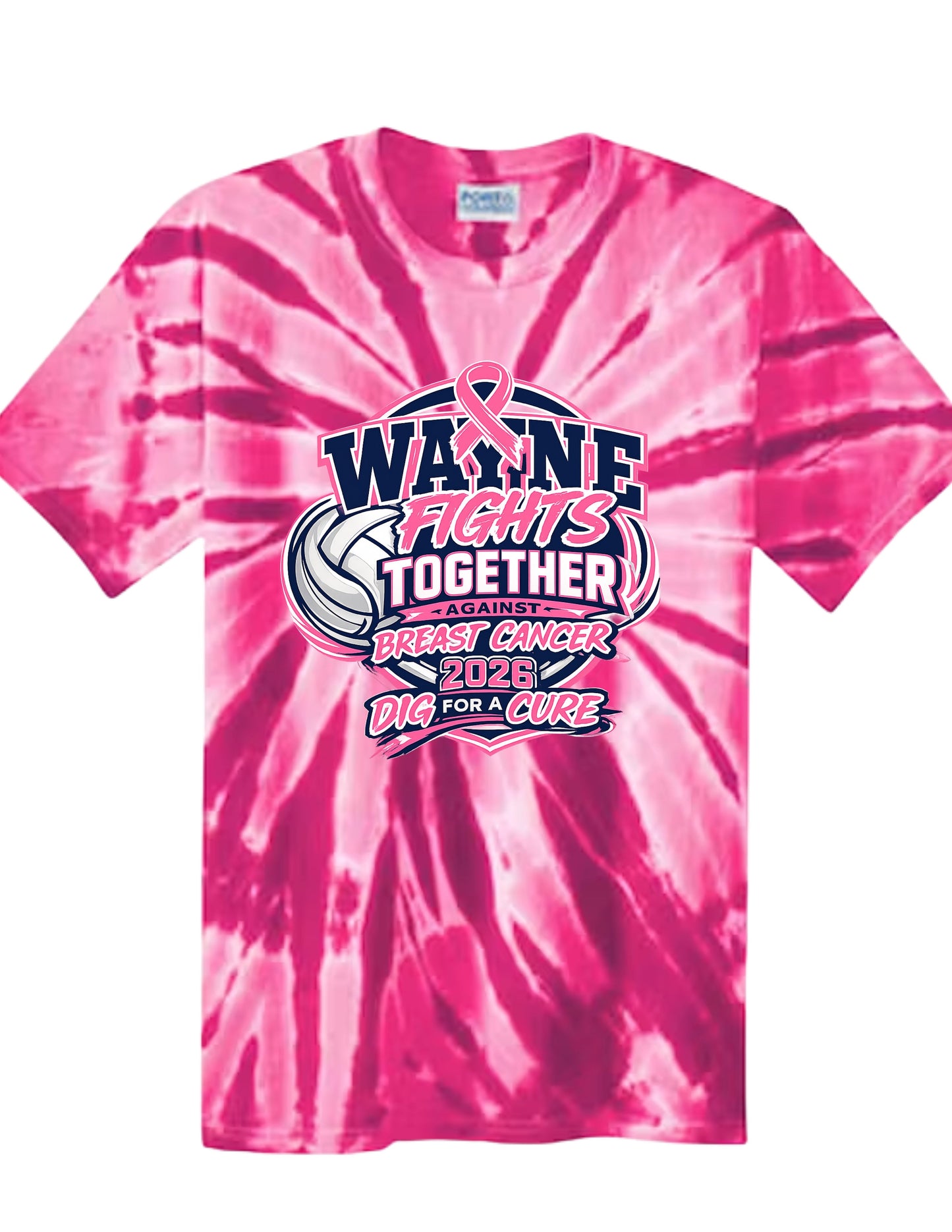 Wayne Valley Volleyball Breast Cancer Dig For A Cure Tie Dye T-Shirt