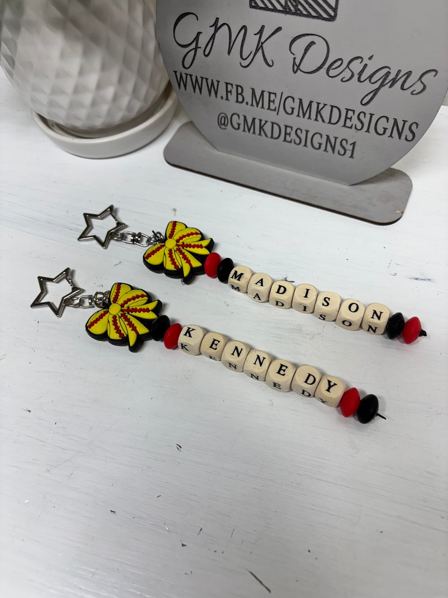 Softball Personalized Beaded Bag Tag