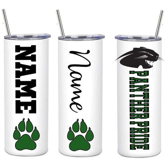 20 ounce skinny Panther Pride tumbler