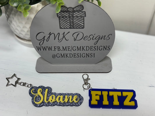 Acrylic school colors bag tag