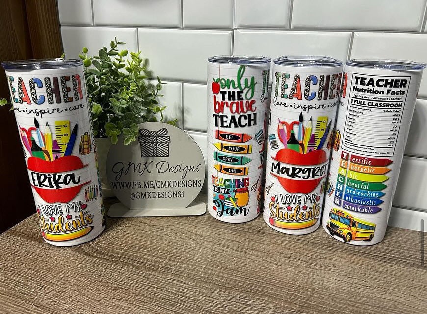 Teacher Sublimation 20 ounce Skinny Tumbler