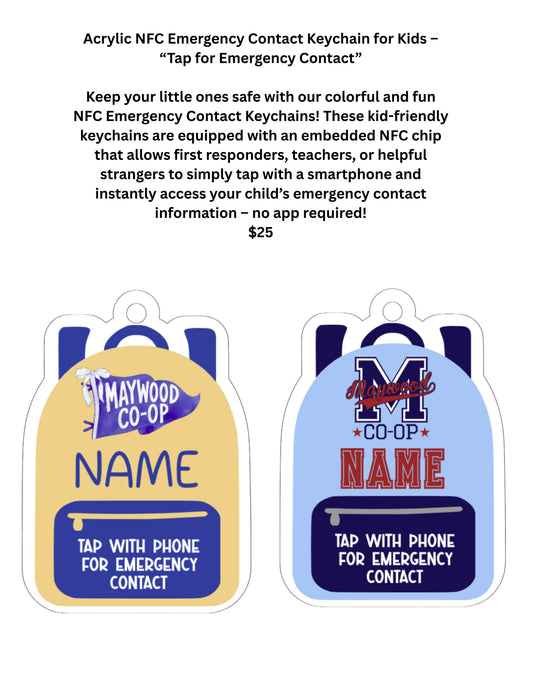 Maywood Co-Op Acrylic Emergency Contact Keychain
