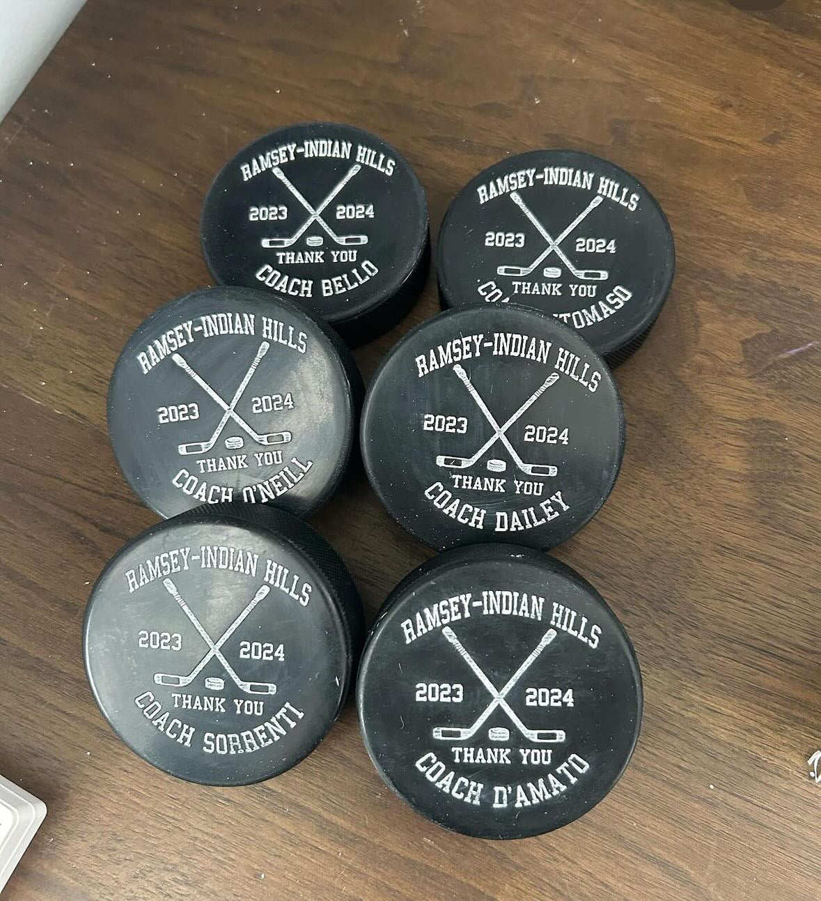 Coach Personalized Hockey Pucks