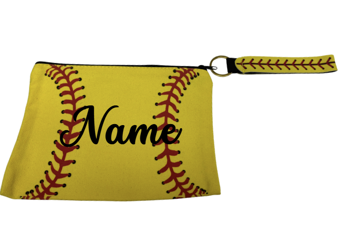 Softball Larger Cosmetic Bag Personalized with Strap