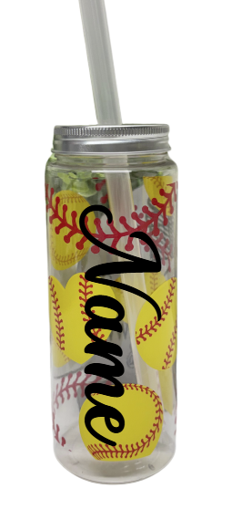 Personalized Softball Plastic Water Bottle