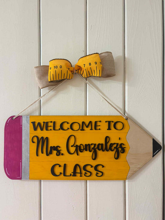 Teacher Pencil Hanging Door Sign